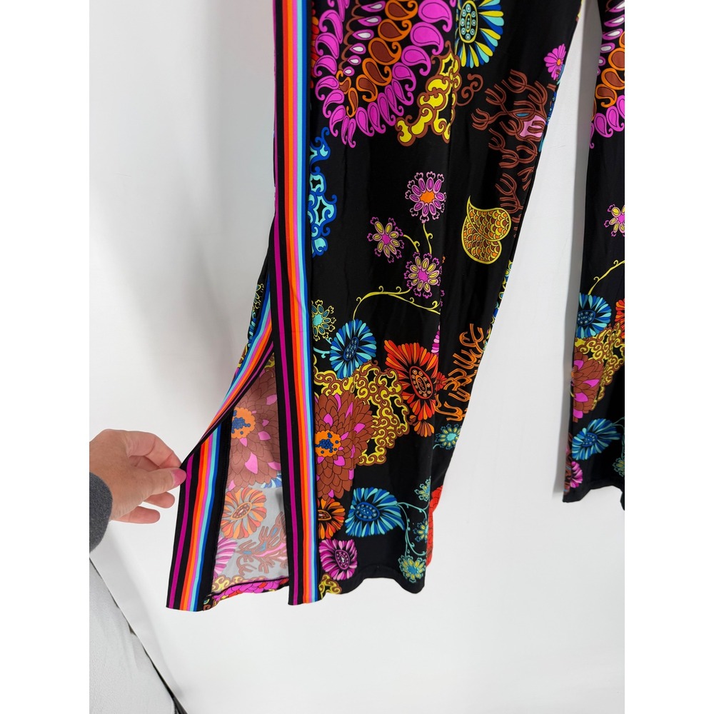 Trina Turk Cover-Up Pants Women Medium Black Electric Reef Floral Retro NWT - Picture 7 of 13